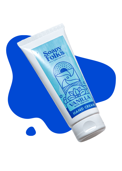sf-products-hand-cream-vanilla-hover-1 vanilla soapyfolks hand cream on abstract blue background
