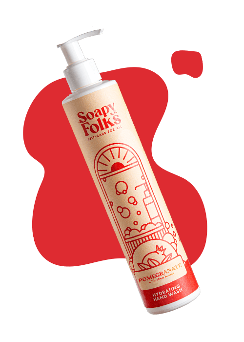 sf-products-hand-wash-pomegranate-hover-1 pomegranate soapyfolks hand wash on red abstract background